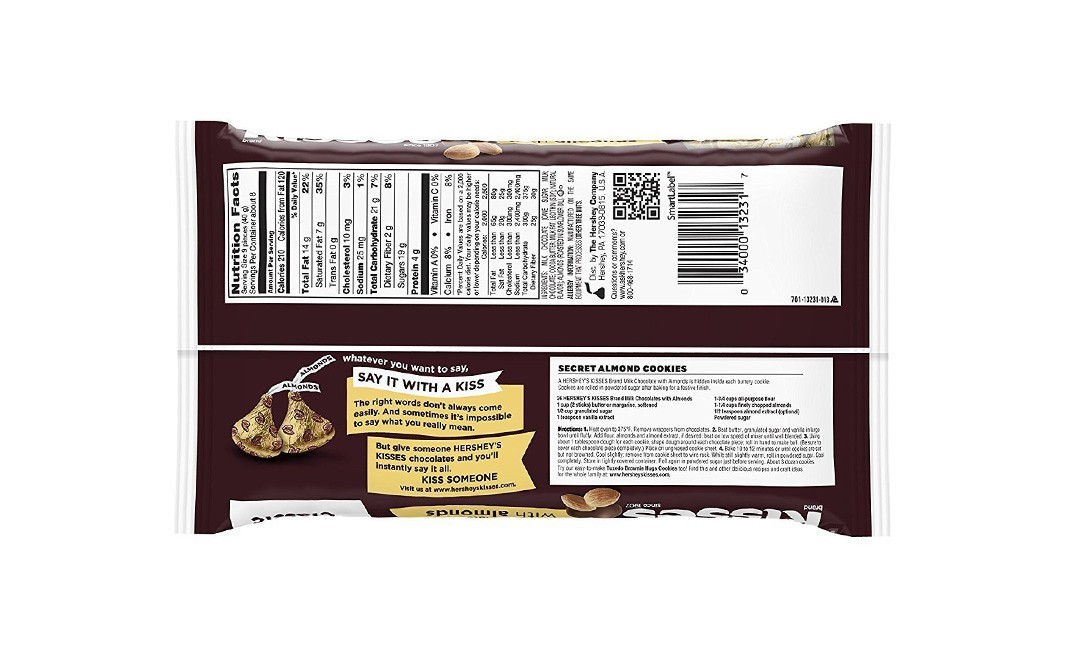 Hershey's Kisses Kisses Milk Chocolate With Almonds   Pack  311 grams